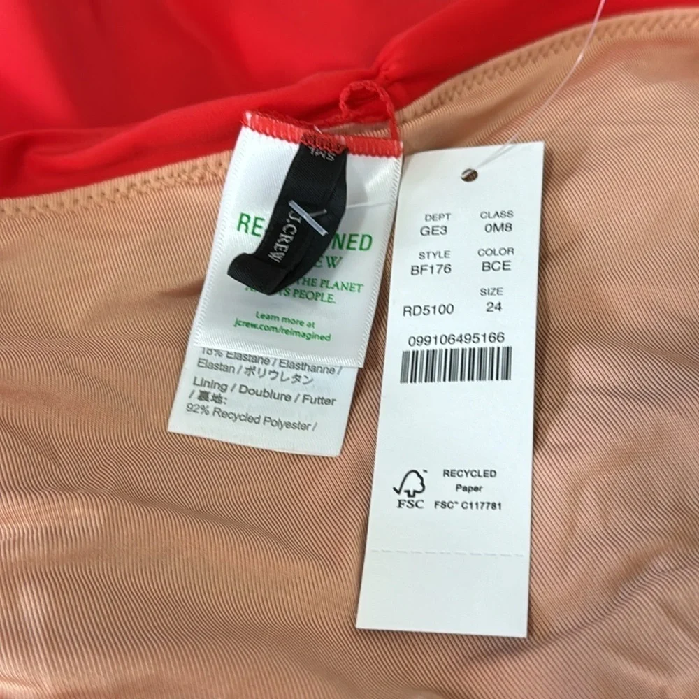 J. Crew Ruched Sweetheart One Piece Swimsuit Women's‎ Plus 24 Red New BF176